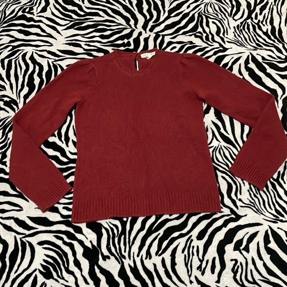 Erik Stewart vintage orange red long sleeve knit crew neck wool sweater size M